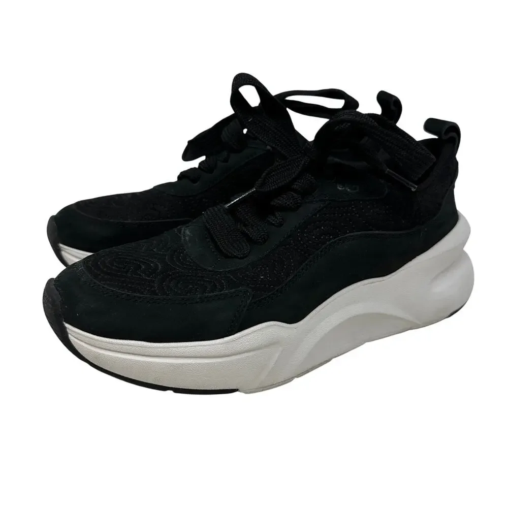 Ugg LA Glide Logo Stitch Sneakers Womens Size 7 Black White Lace Up